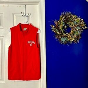 TCX University of Maryland Terrapins Red & Wheat Full Zip Vest Size Small